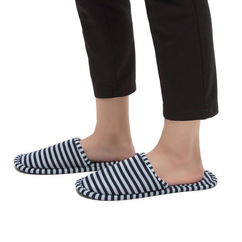 IPENNY Non-Disposable Travel Slippers Portable Cotton Spa Hotel Guest Indoor Slippers, Dark Blue, 8-11 Women/6-9 Men - Image 2